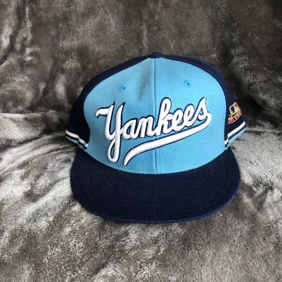 New York Yankees Hat Embroidered Fitted 7 5/8 Cooperstown Navy Baby Blue READ - Picture 13 of 13